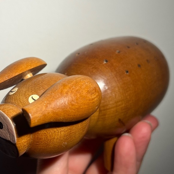 Vintage Mcm Teak? wooden pig toothpick orderve holder Japan Kitschy - Picture 6 of 12